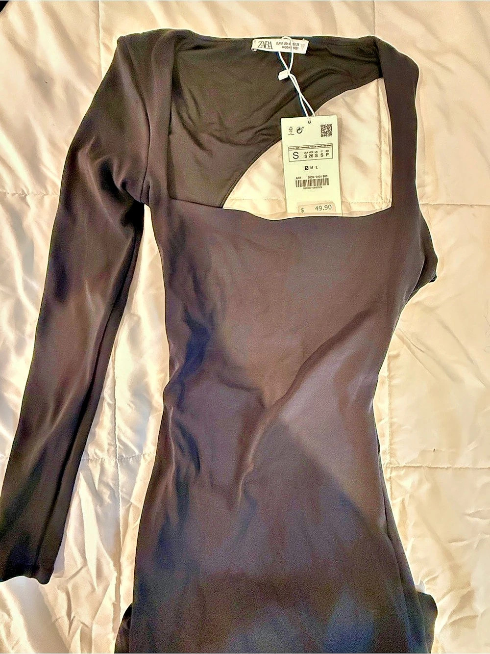 Zara Long Asymmetric Dress with Opening Black Small